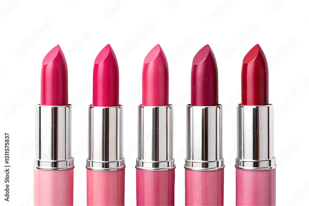 Obraz premium set of lipsticks, lipsticks isolated on white background, set of lipsticks, pink red orange lipsticks