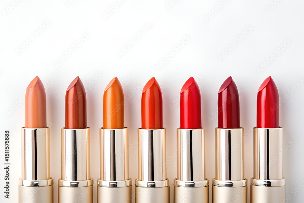 Obraz premium lipsticks isolated on white background, set of lipsticks, orange lipsticks 