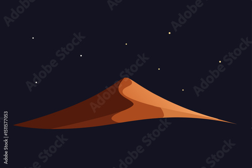 Dune, desert landscape, night sky, starry background, sand dune