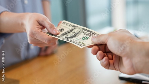 Handing Over Cash A Close-Up Image of a Financial Transaction