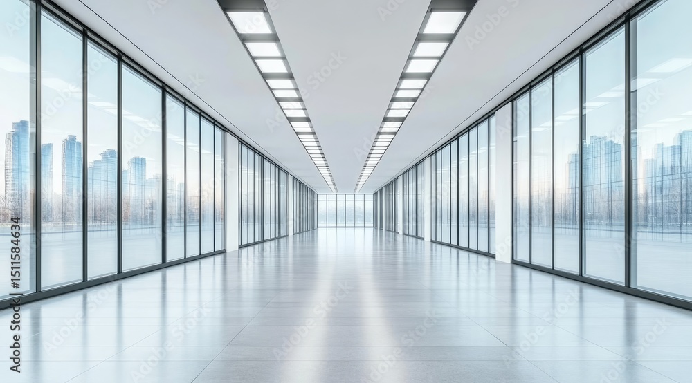 Empty modern office space with city view Empty modern office space with city view
