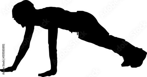Silhouette of a woman preparing to do push-ups