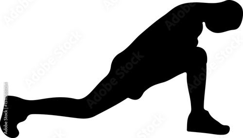 Silhouette of a man stretching his legs as far as he can go