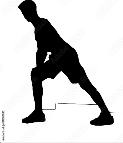 Silhouette of a man stretching to the right