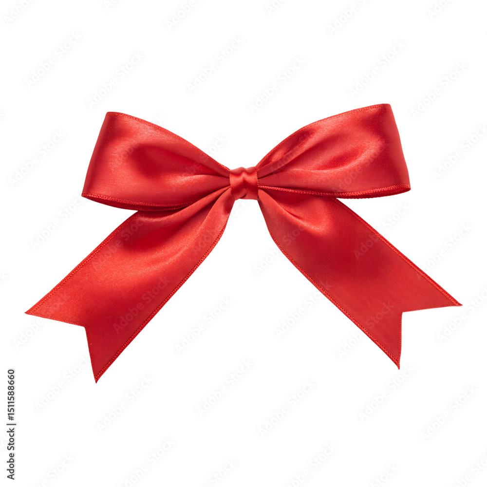 Bright Red Satin Gift Bow – Isolated on Transparent Background Bright Red Satin Gift Bow – Isolated on Transparent Background