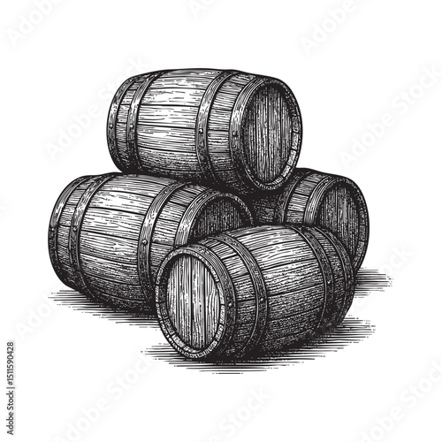 barrel engraving vector illustration