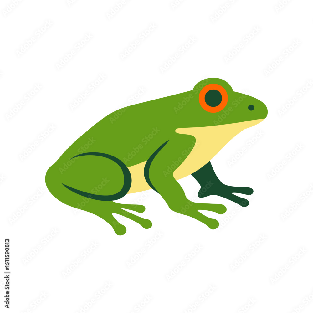 Fototapeta premium Colorful Green Frog Vector – Flat Style Amphibian Icon