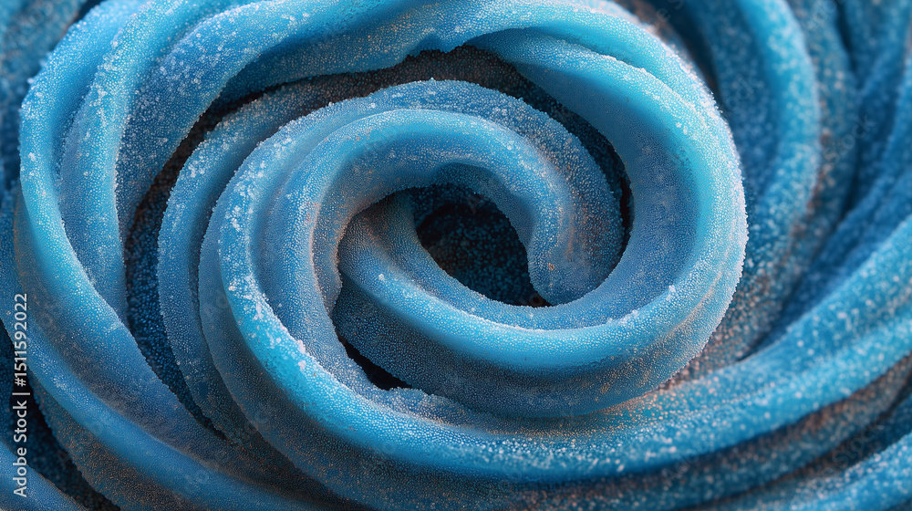 Blue Spiral of Frozen Sugar Glaze. Closeup macro wallpaper background texture. Blue Spiral of Frozen Sugar Glaze. Closeup macro wallpaper background texture.