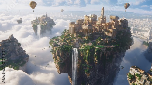 Floating Cities: A Surreal Aerial View of Cloudtop Metropolises