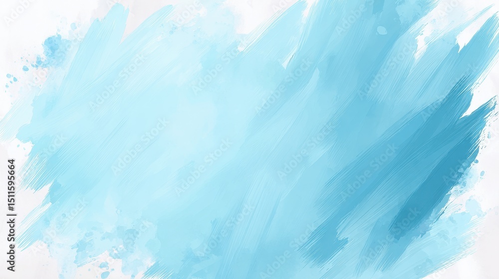 Obraz premium Light blue watercolor brush strokes create a soft, abstract background with a calm, airy feel.