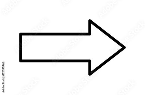 シンプルな矢印アイコン　右向きの直線ラインデザイン