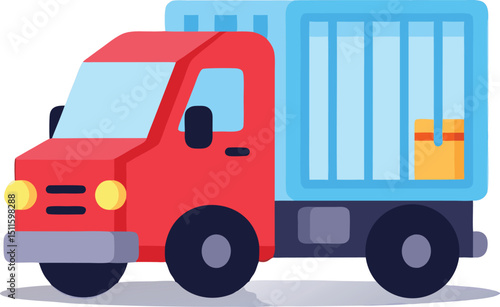Delivery Truck with Blue Cargo
