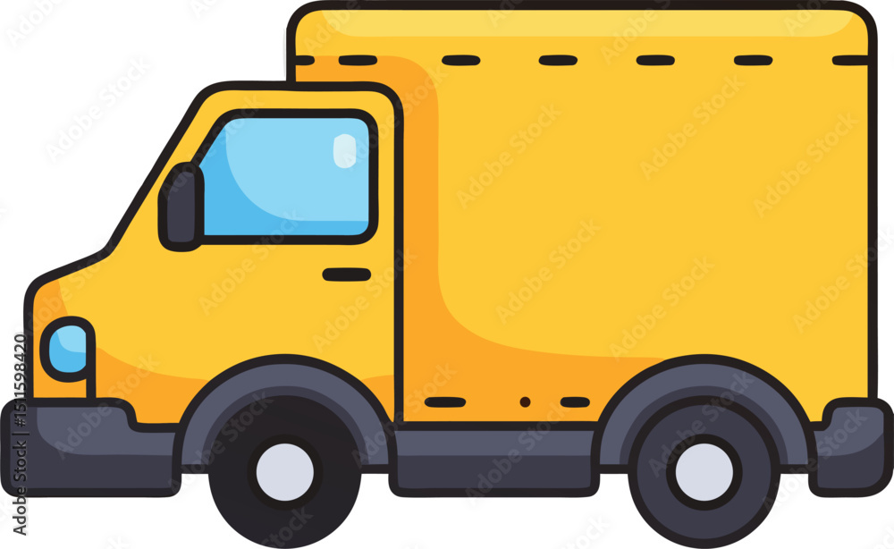 Fototapeta premium Yellow Delivery Van in Flat Design