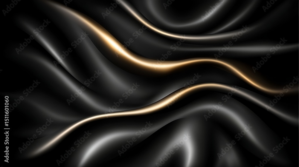 Fototapeta premium Abstract black and gold flowing fabric texture