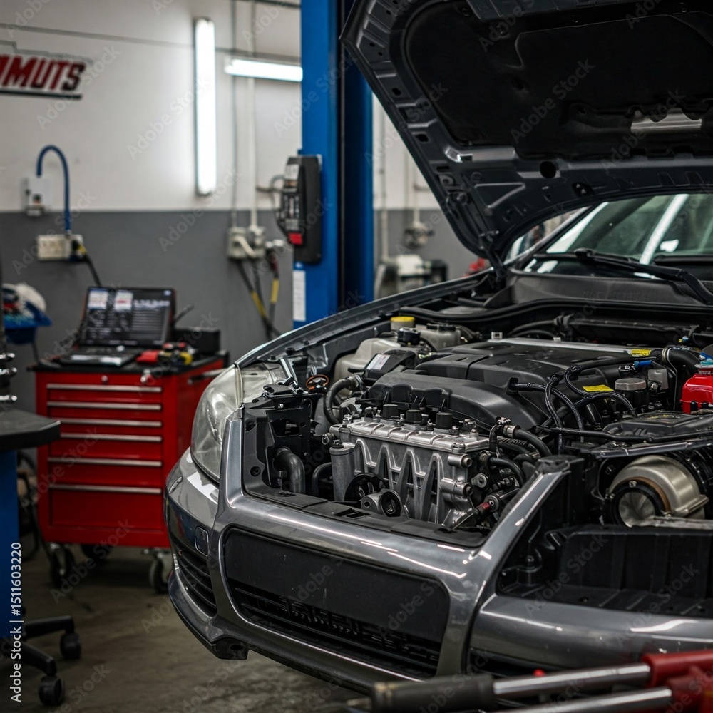 Fototapeta premium car engine close up