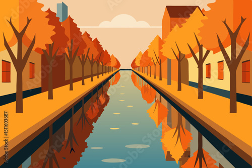 sunset over the river