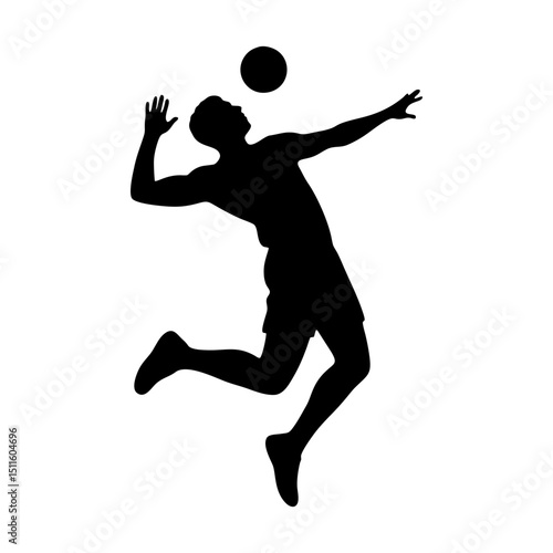 Volleyball vector, black silhouette volleyball player, volleyball action, volleyball spike, volleyball jump for sport design artwork creative illustration template badge emblem poster printable pack