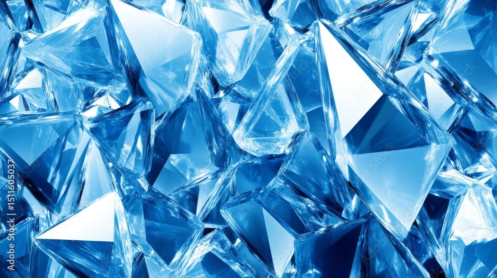 Abstract blue crystal geometric pattern with glowing facets and digital light reflections, modern technology-inspired background with futuristic and high-tech visual elements
Abstract blue crystal geometric pattern with glowing facets and digital light reflections, modern technology-inspired background with futuristic and high-tech visual elements