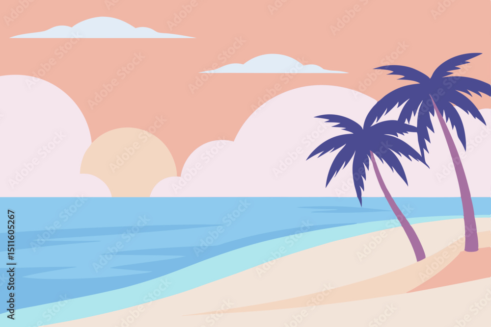 Obraz premium tropical beach with palm trees