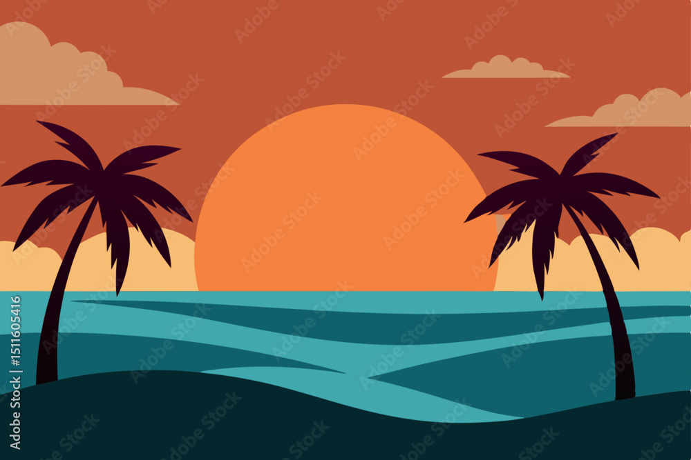 Obraz premium tropical beach with palm trees