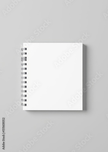 Square spiral binding notebook mock up isolated on soft gray background. 3d illustrating. book mockup. 