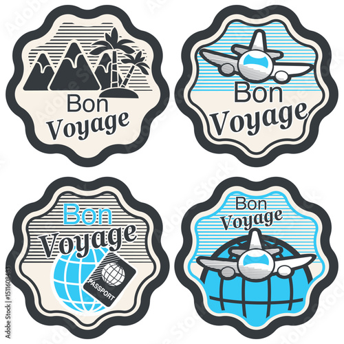 Summer Travel Stickers Labels Set Vacation Adventures For Travel Agencies