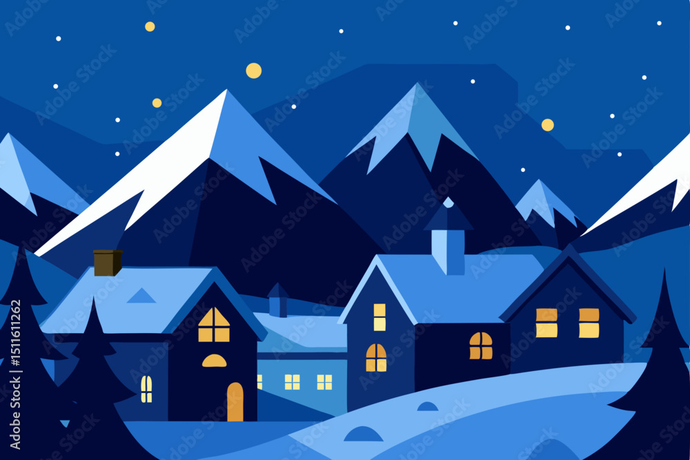 Fototapeta premium winter landscape with houses