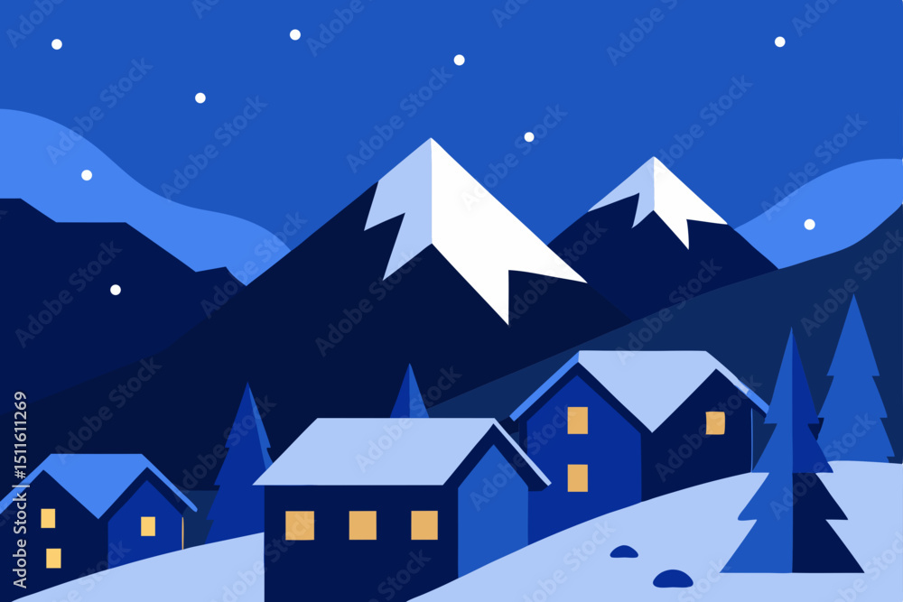 Fototapeta premium winter landscape with house