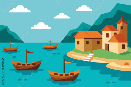 boat in the sea vector