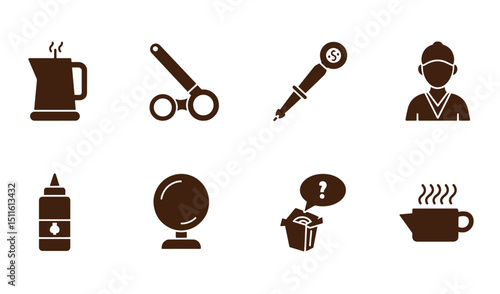 Diverse silhouette icons representing everyday objects and various activities in this design