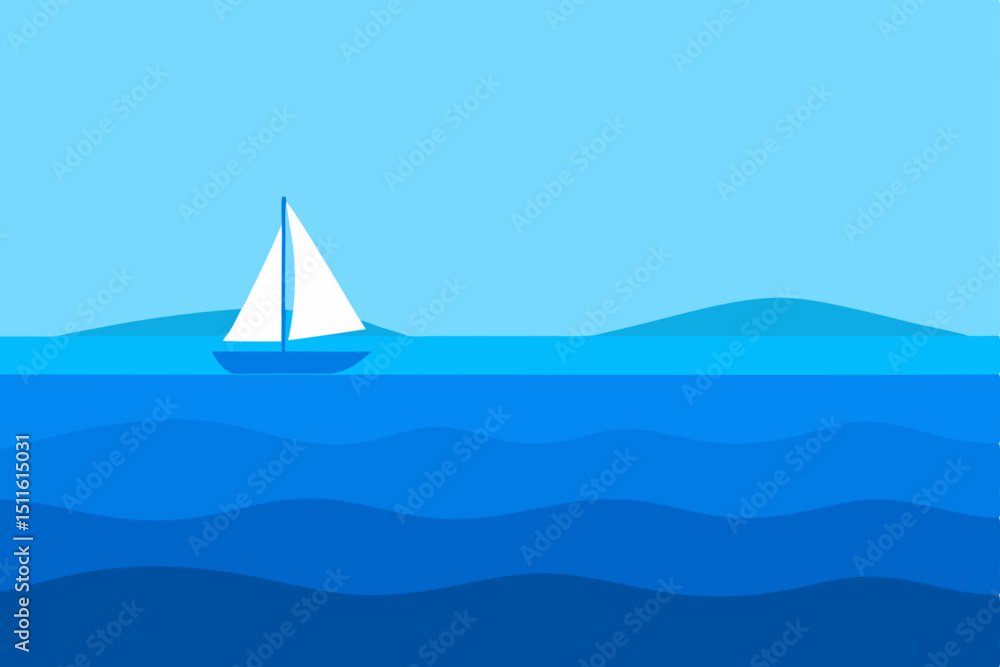 Naklejka premium sailing boat on the sea