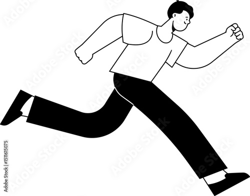 Running athlete runner sport exercise fitness training workout jogging marathon sprint activity wellness health man vector art illustration