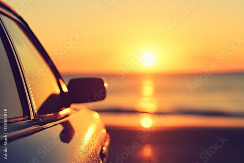 Sunset car at beach