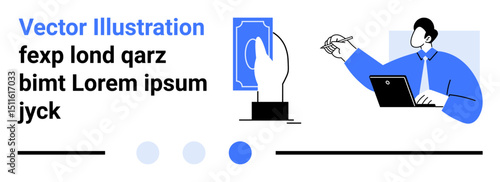 Hand interacting with digital element, professional writing at desk, modern visuals. Ideal for business, work management, communication, teamwork, presentation, idea sharing simple landing page