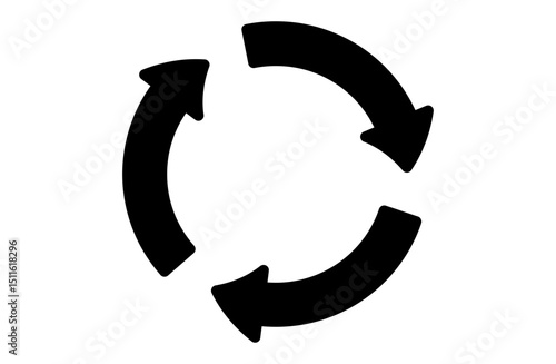 循環・サイクルアイコン　繰り返しを示す三本矢印のラインデザイン