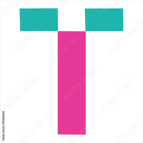 Free Download Green Letter T with Rectangular Shapes Vector Illustration - GFXLoad