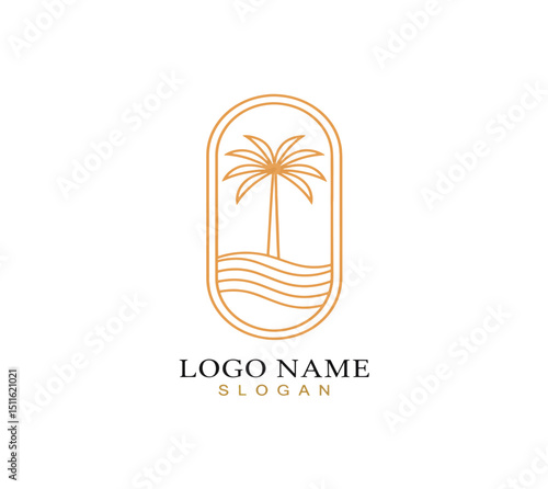 Minimalist vector logo design featuring a palm tree symbolizing nature, tropical beach vibes, desert oasis, and luxury island living—ideal for travel, resort, or eco-brand identity.