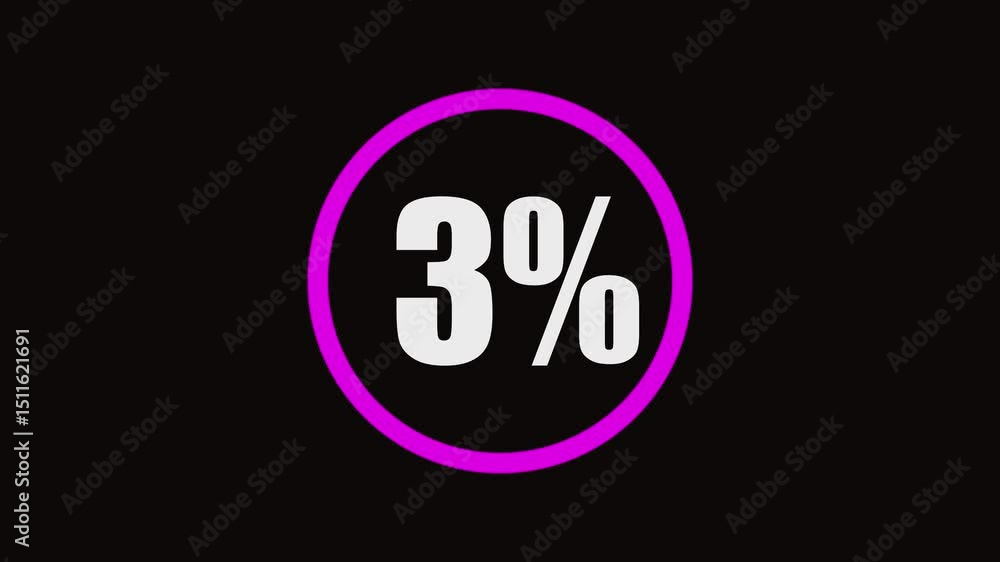 neon glowing text 3% icon on black background 4k animation. neon glowing text 3% icon on black background 4k animation.