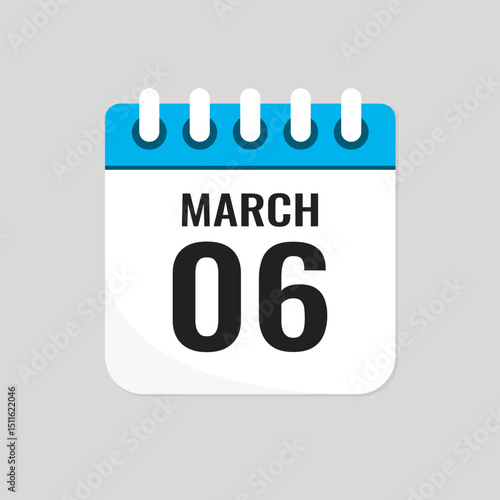 Icon page calendar day - 6 March