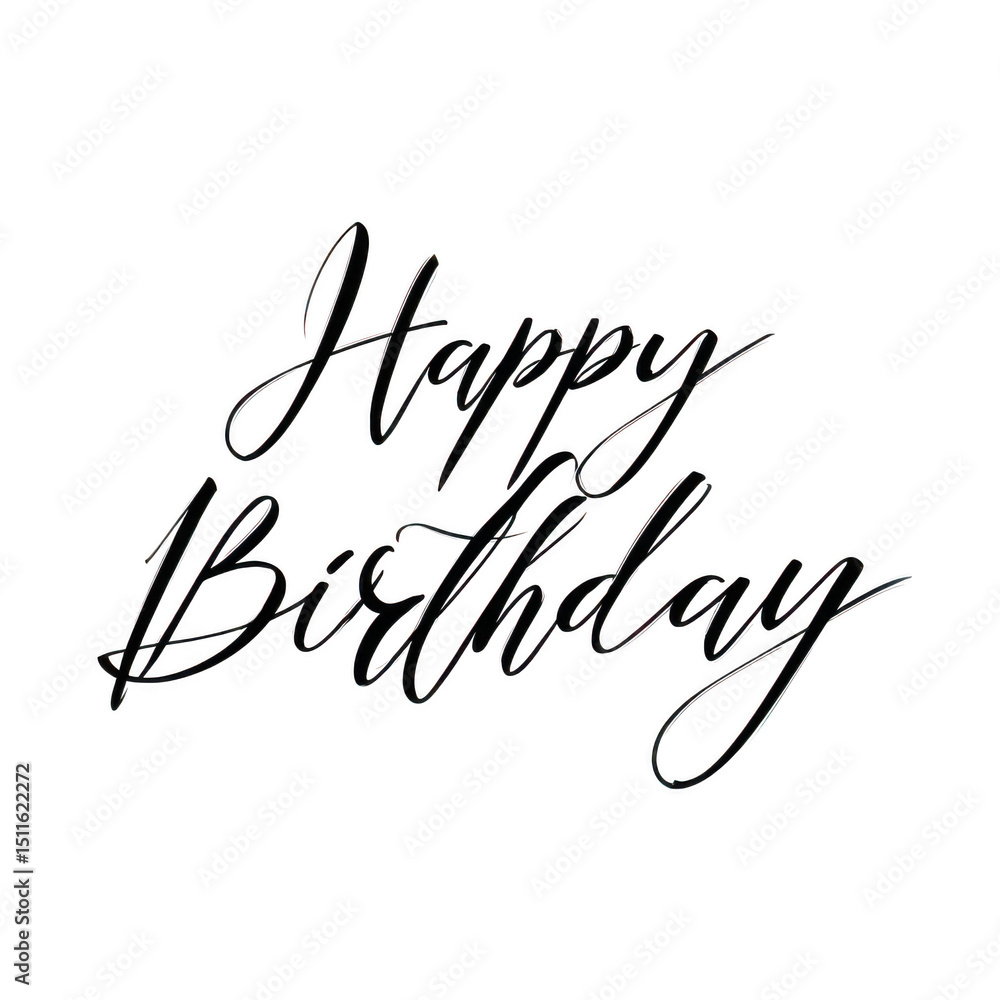 Fototapeta premium Happy Birthday wishes, calligraphy text, black elegant script, greeting message, birthday celebration