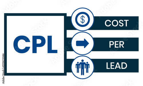 CPL - Cost Per Lead acronym, business concept background. vector illustration concept with keywords and icons. lettering illustration with icons for web banner, flyer, landing page, presentation