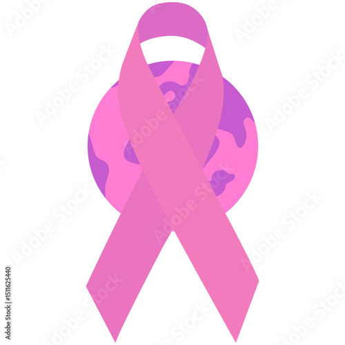World Cancer Day Ribbon. Pink ribbon breast cancer awareness icon symbol design. Pancreatic Cancer Awareness Symbol Closeup. Cancer Ribbon Template. World Pancreatic Cancer Day Concept.