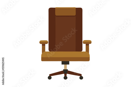 Modern leather executive chair with high back and armrests vector art illustration
