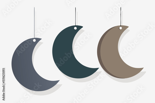 Moon phase wall hangings in clay with matte handmade finish vector art illustration