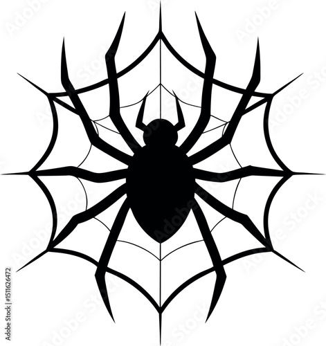 spider and web silhouette vector illustration