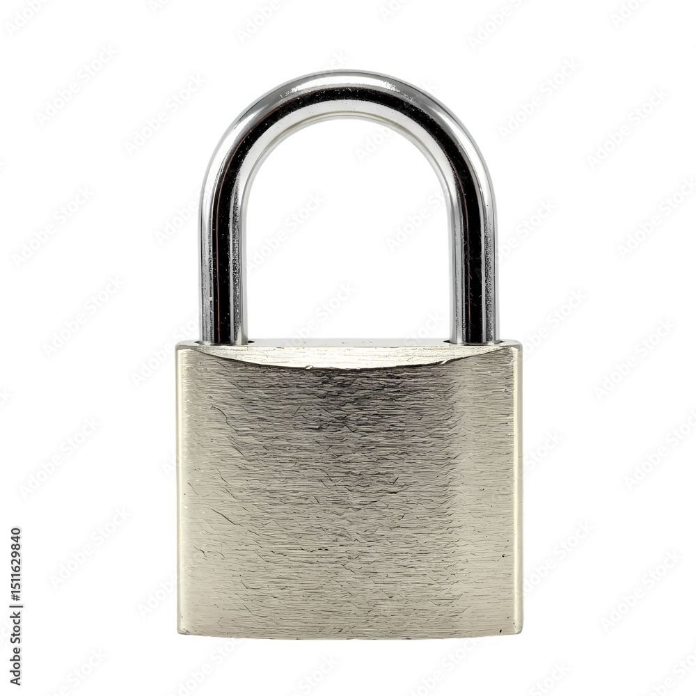 Fototapeta premium Padlock Security Metal Lock Closeup Safety Protection isolated on transparent background