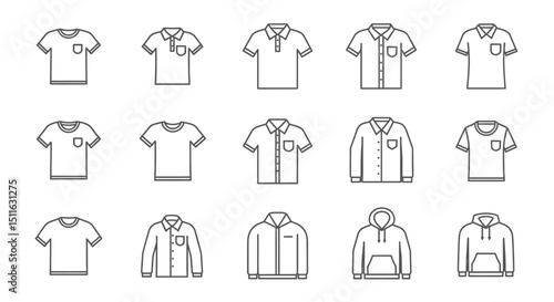 Shirt icons, set of line icons, icon sheet