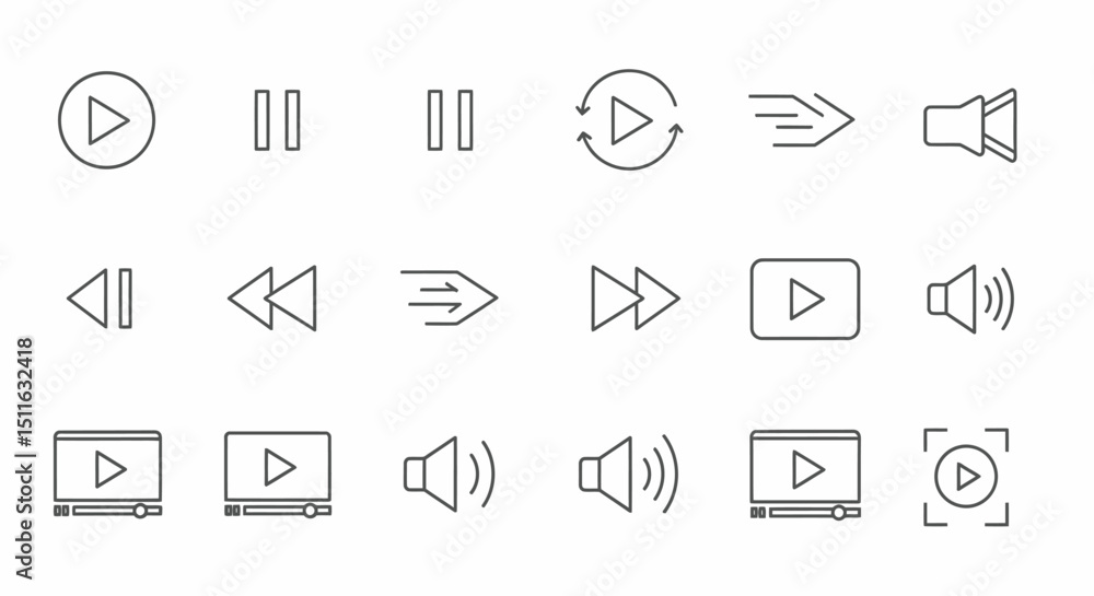 Video icons, set of line icons, icon sheet Video icons, set of line icons, icon sheet