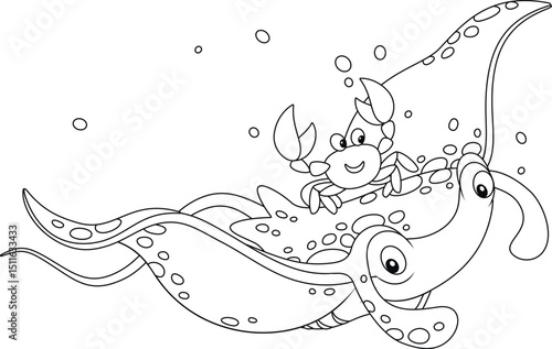 Funny manta ray and a small...