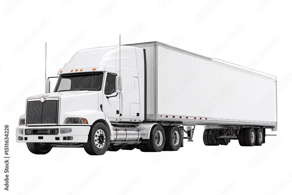 White semi-truck, front view, blank trailer (1) White semi-truck, front view, blank trailer (1)